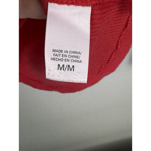 Victorias Secret Y2K M Red Waffle Knit Thermal Henley Top Cozy Lounge Coquette - Picture 4 of 8